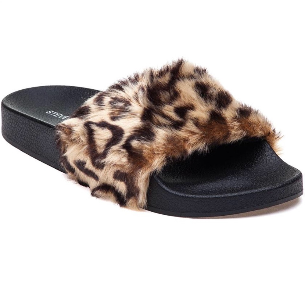 Steve Madden Leopard Slides-Size 6